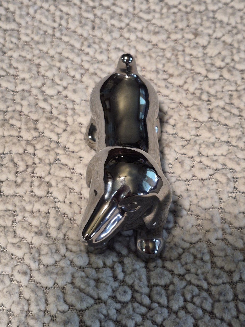 Silver Ceramic Dachshund Figurine Ornament